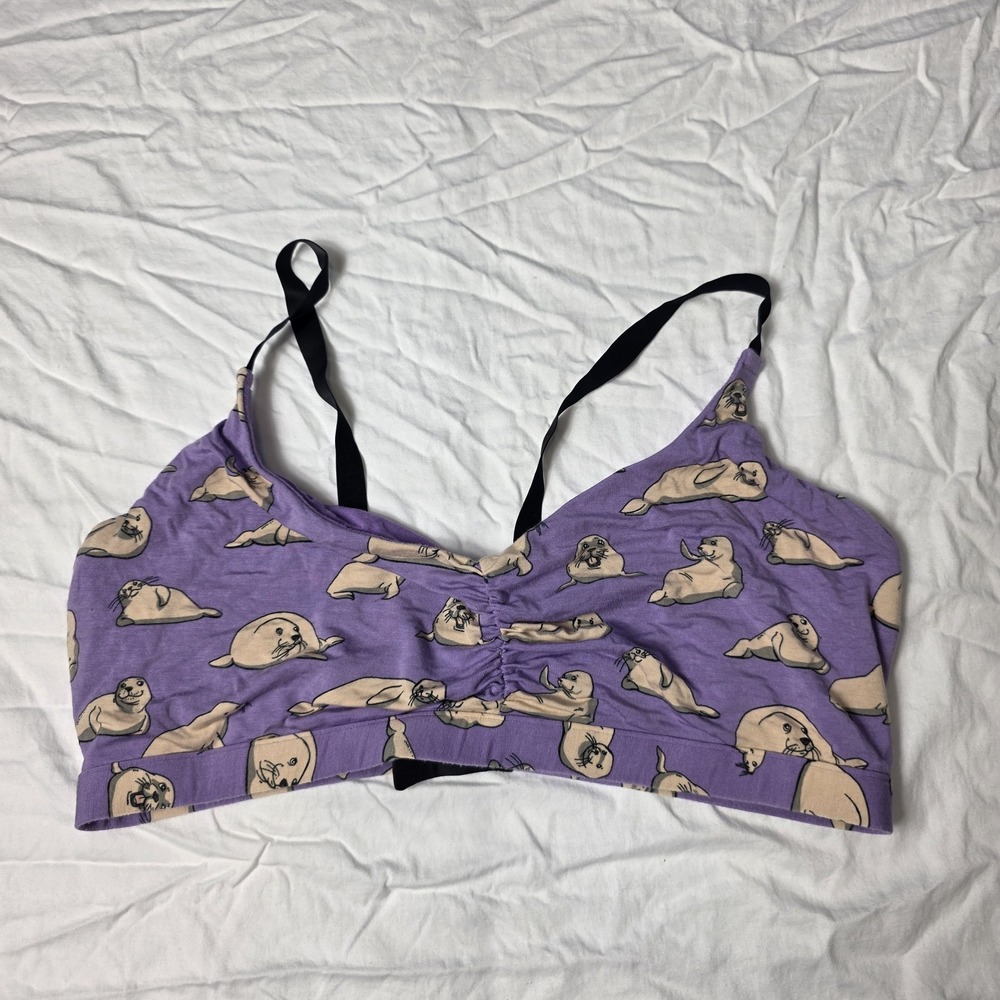 MeUndies Women's 4X Wire Free Bralette Purple Seal Knit